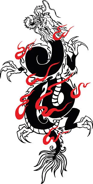 Vector illustration of Rising dragon