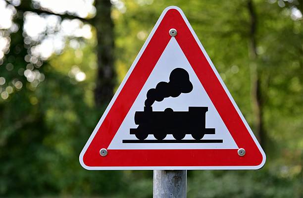 istock German Sign warning of Steam Engine 486903514