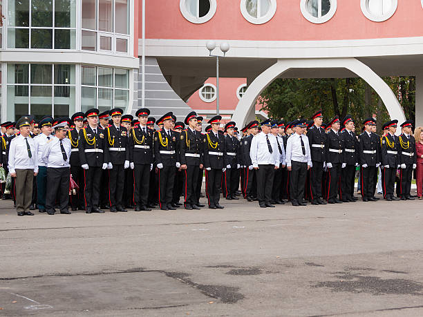 Parade on September 1 in the First Moscow Cadet Corps stock photo