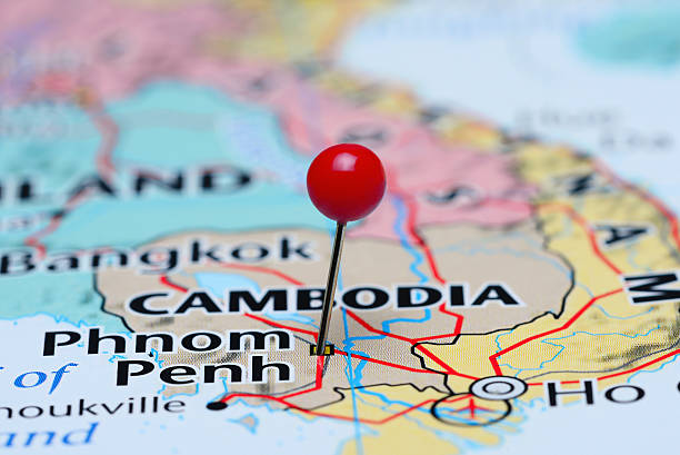 istock Phnom Penh pinned on a map of Asia 486906970