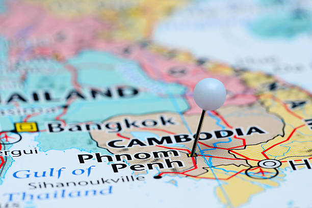 istock Phnom Penh pinned on a map of Asia 486907132