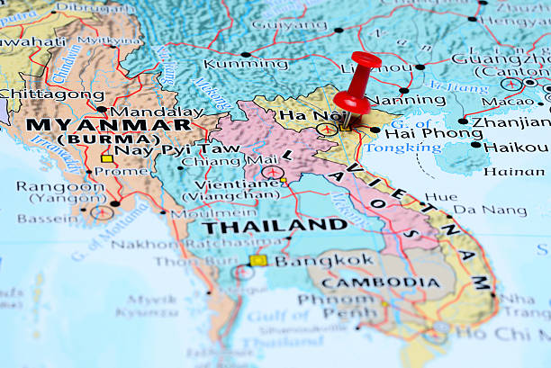 istock Hanoi pinned on a map of Asia 486907490