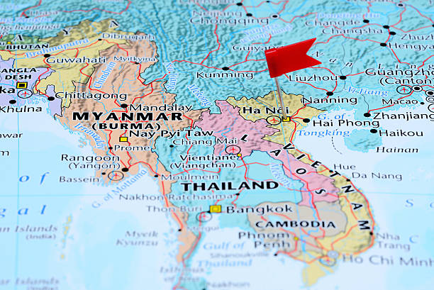 istock Hanoi pinned on a map of Asia 486907634