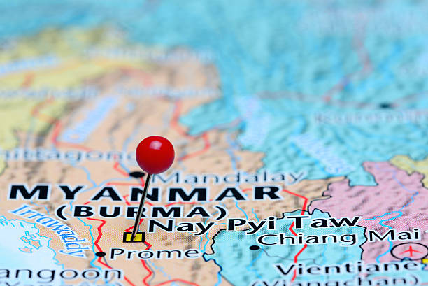 istock Naypyidaw pinned on a map of Asia 486908238