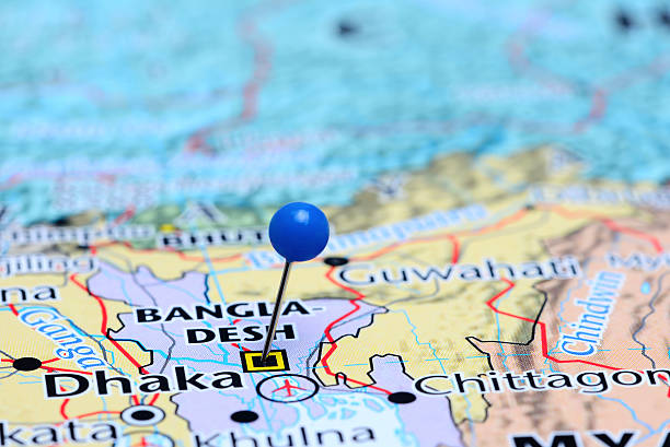 istock Dhaka pinned on a map of Asia 486908746