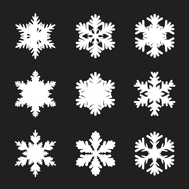 набор белый снежинок - snowflake stock illustrations