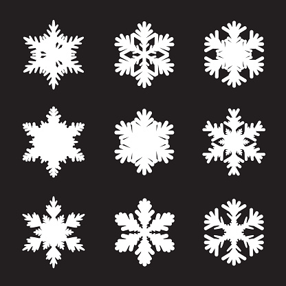 Set of white snowflakes. Graphic Elements.