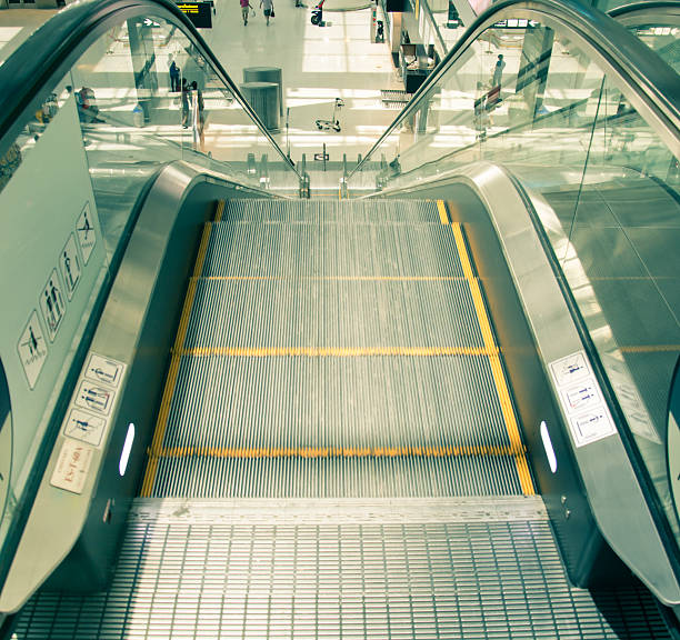 istock Escalator stairs in station. 486912284