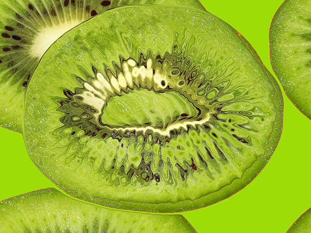 Green kiwi taken closeup suitable as food background.