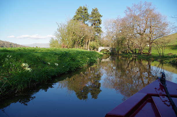 View of British Canal from Boat stock photo