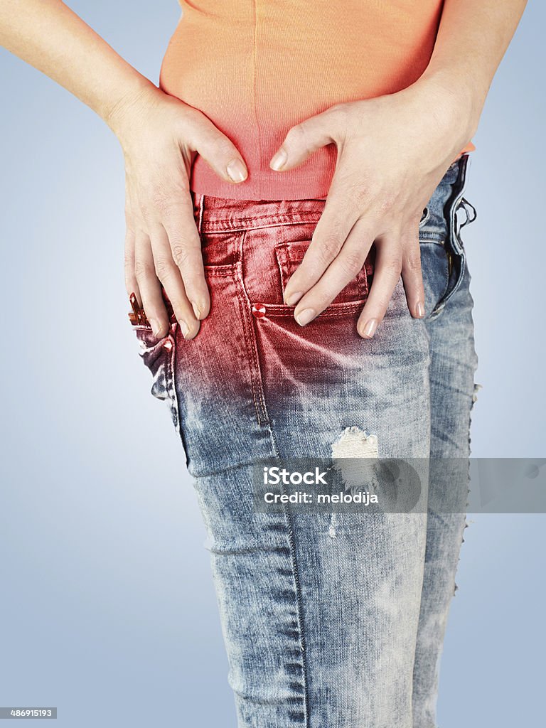 Frau mit Schmerzen an der Seite.  Medizinische Konzept Foto. - Lizenzfrei Anatomie Stock-Foto