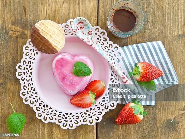 Ice Cream In A Heart Shape Stock Photo - Download Image Now - Chocolate Sauce, Dessert - Sweet Food, Flavored Ice