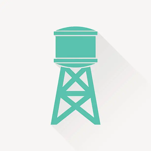 Vector illustration of Industrial construction with water tank