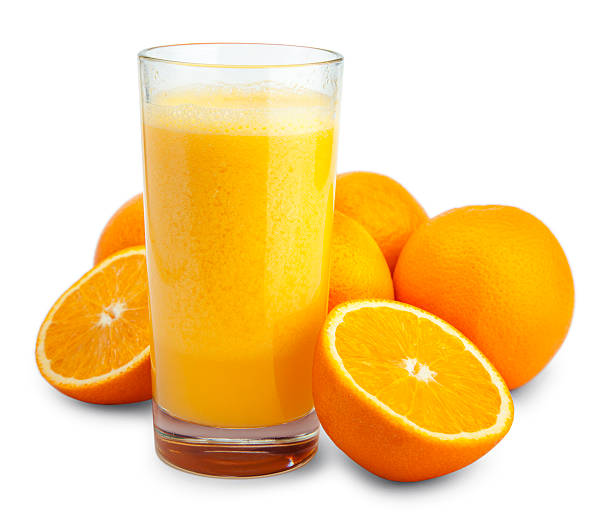 istock Orange juice and slices isolated 486916265
