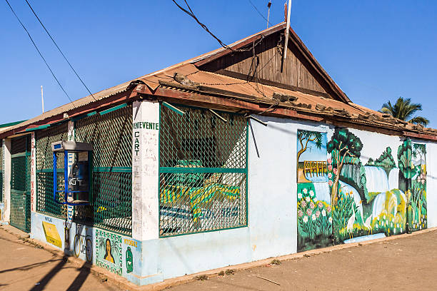 Belo sur Tsiribihina, Madagascar - July 3, 2006: Mural painted on a shop in the typical village of Belo sur Tsiribihina, western Madagascar
