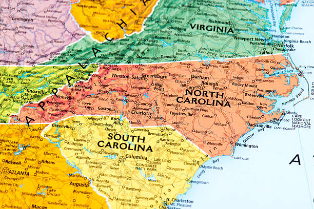 North Carolina Map of North Carolina State.  continent geographic area photos stock pictures, royalty-free photos & images