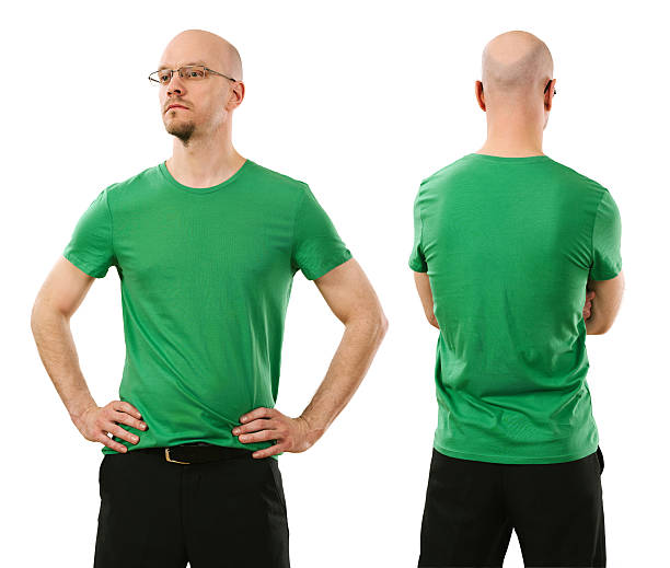 istock Man wearing blank green shirt 486917805