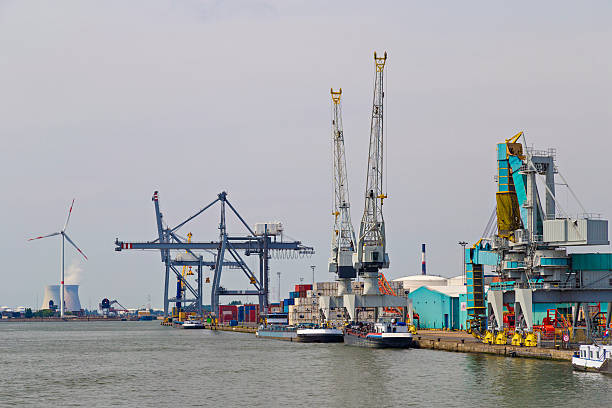 Large container cranes in Port of Antwerp, Belgium