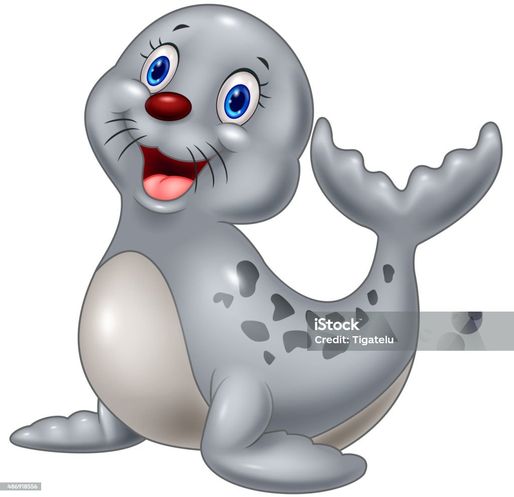 Cute baby seal cartoon cartoon, seal, animal, baby, young, adorable, cute, fun, funny, happy, smile, mascot, character, illustration, vector, comic, wild, nature, little, isolated, natural, endangered, northern, cold Animal stock vector