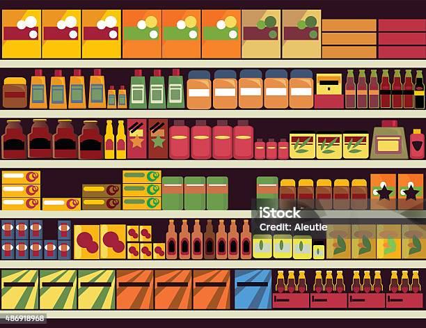 Grocery Store Background Stock Illustration - Download Image Now - Supermarket, Aisle, Shelf