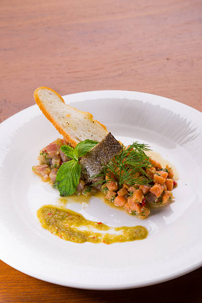 istock Spicy salad minced salmon 486919077
