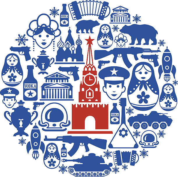 Russian Collage High Resolution JPG,CS6 AI and Illustrator EPS 10 included. Each element is named,grouped and layered separately. Very easy to edit.  kremlin stock illustrations