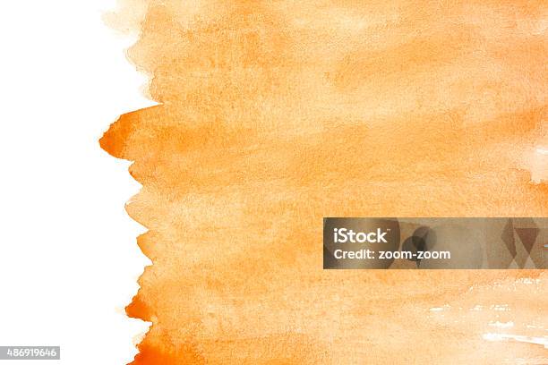 Orange Watercolor Background Stock Photo - Download Image Now - Orange Background, White Color, Abstract