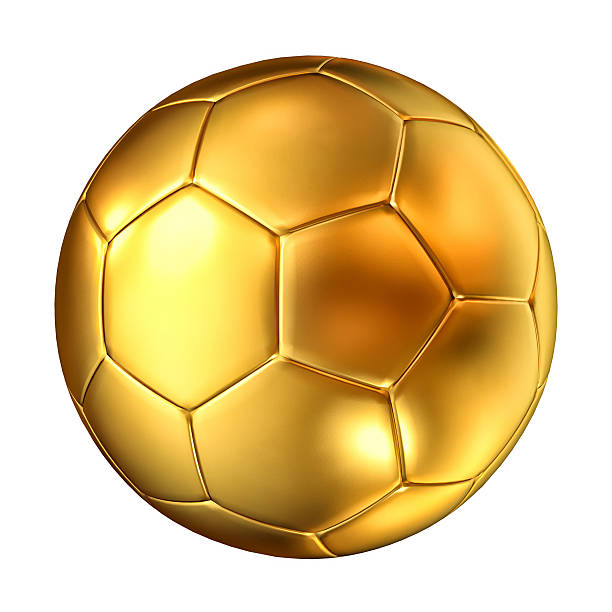 gold soccer ball - football spielball stock-fotos und bilder