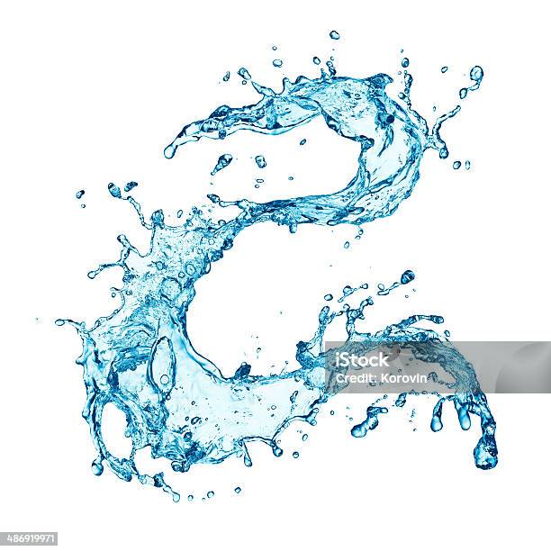 Blue Water Splash Isolated On White Background Stock Photo - Download Image Now - Arts Culture and Entertainment, Beauty In Nature, Blue