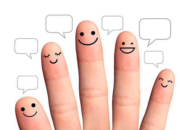 People talk in speech bubbles, isolated with clipping paths. stock photo