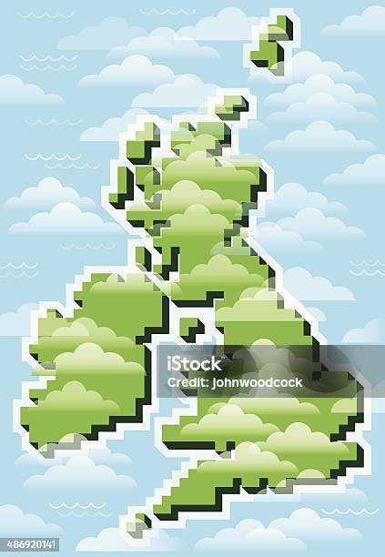 Ilustración de Reino Unido Mapa Con Nubes Píxeles y más Vectores Libres de Derechos de Escocia - Escocia, Gales, Gráfico por ordenador