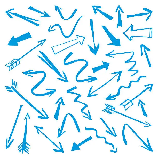 Vector illustration of Set of blue vector arrows