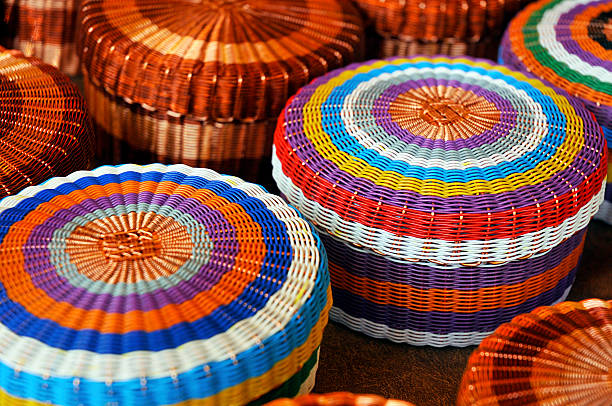Wire baskets stock photo