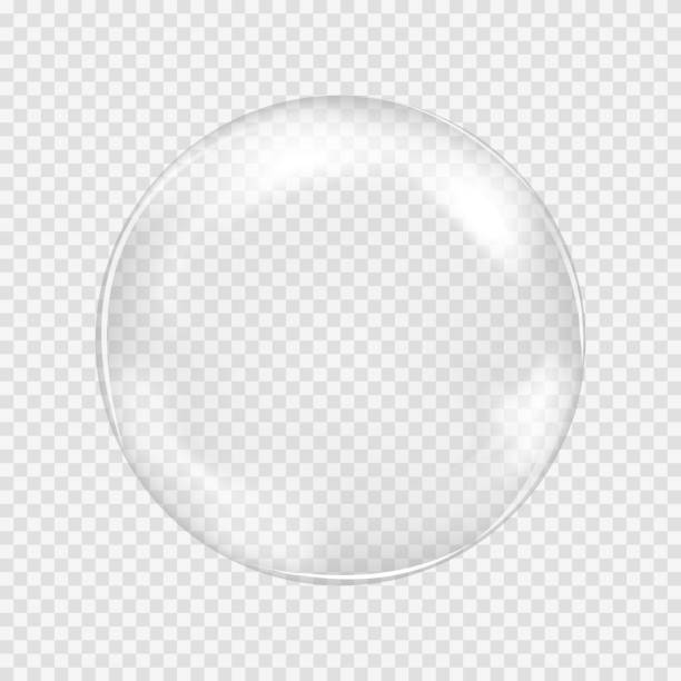 stockillustraties, clipart, cartoons en iconen met white transparent glass sphere with glares and highlights - bel vloeistof