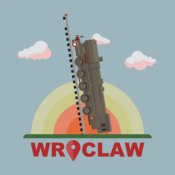 Vector illustration of Wroclaw train to sky