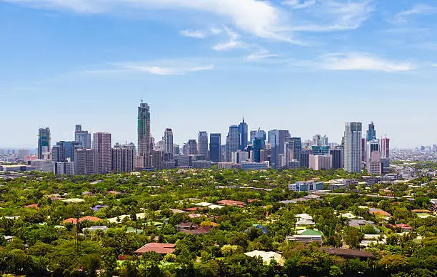 Aerial view of Makati city - Modern financial and business district of Metro Manila, Philippines.