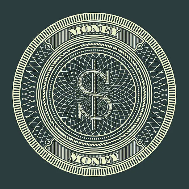 Vector illustration of Money Decorative Circle Sign Symbol Vector Illustration