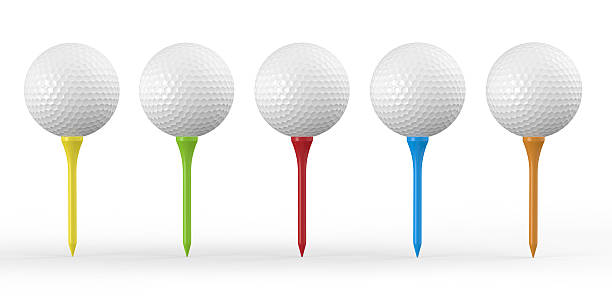 palline da golf con magliette colorate - dimple foto e immagini stock