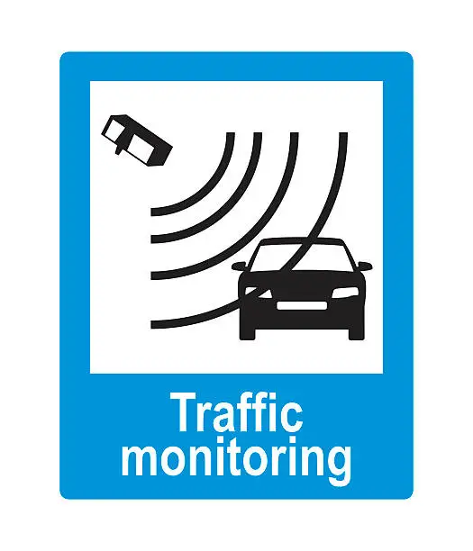 Vector illustration of Traffic sign:monitoring radar signal.