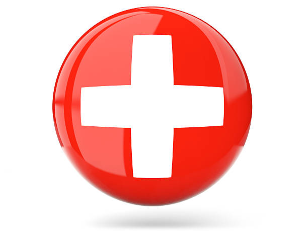 istock Round icon with flag of switzerland 486929462