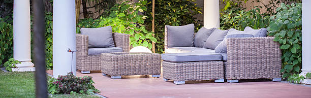 istock Wicker furniture on patio 486929536