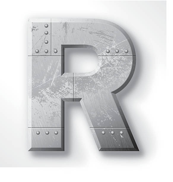Metal Letter R Distressed Metal letter "R". Elements are layered and labeled. Rivets, seams and textures are on separate layers and can be hidden if you prefer a clean, shiny brushed metal look. Download includes an XXXL JPEG version (16 in. x 16 in. at 300 dpi). 3d silver steel letter r stock illustrations