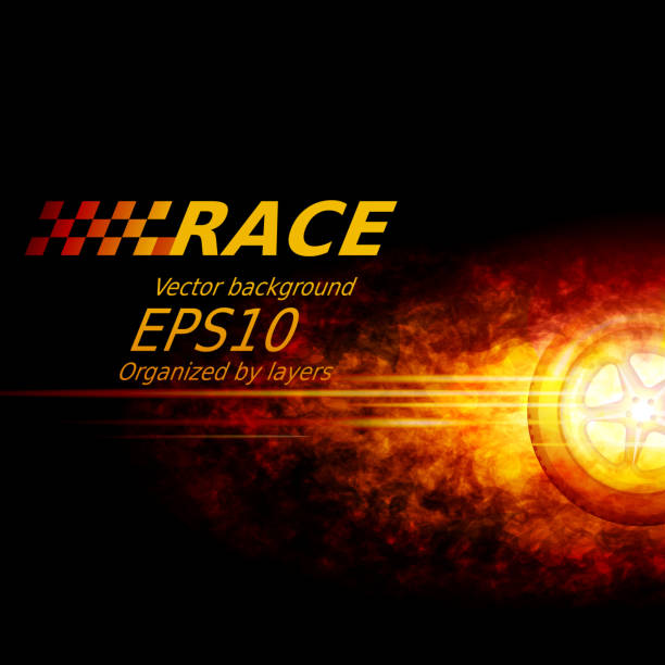 ilustraciones, imágenes clip art, dibujos animados e iconos de stock de quema rueda - carrera-de-coches-trucados