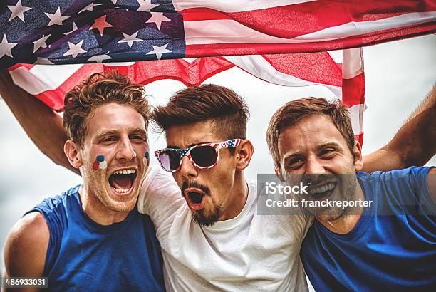 American Supporter With Us Flag Stock Photo - Download Image Now - American Culture, USA, 20-29 Years