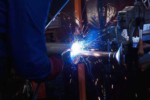 istock Metal welding with sparking 486933223