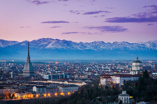 istock Turin (Torino), twilight panorama with Mole Antonelliana and Alp 486934215