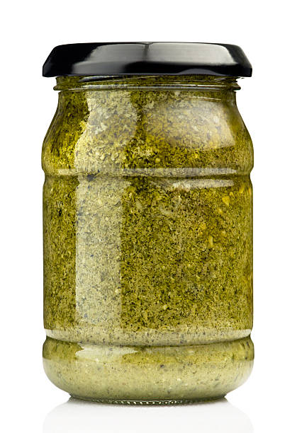 페스토 - jar pesto sauce packaging food 뉴스 사진 이미지