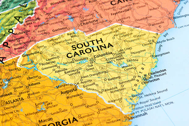 south carolina - south carolina map columbia south carolina usa stock-fotos und bilder