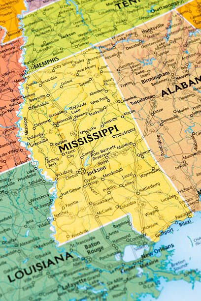 Mississippi Map of Mississippi State.  continent geographic area photos stock pictures, royalty-free photos & images