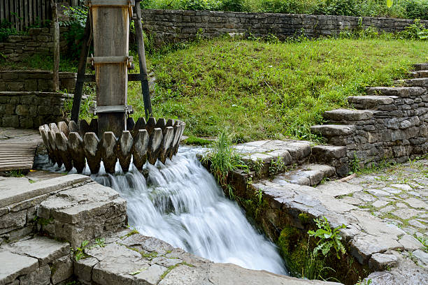 istock Old water-powered machinery for washing woolen materials, Bulgaria 486936313
